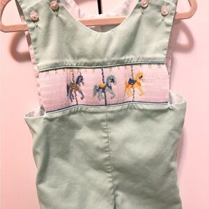 Boys Smocked Mint Green Jonjon
